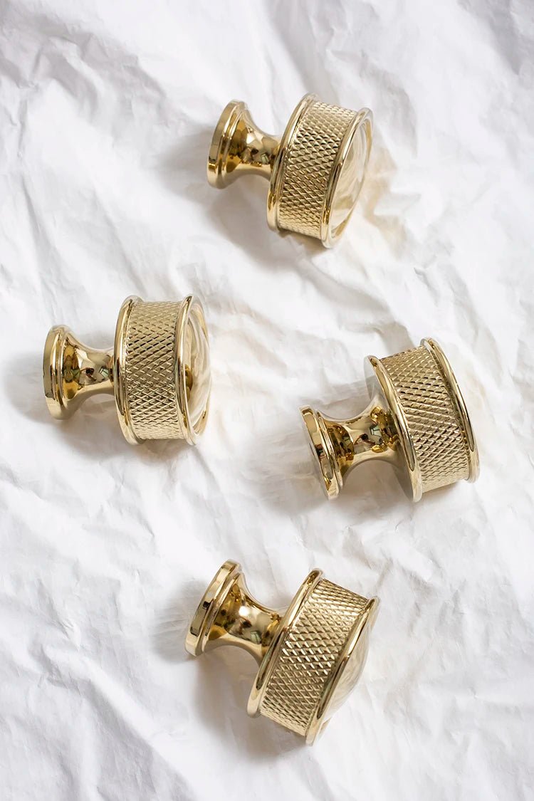 Durable Gold Brass Knobs – Shiny Pull Handles for Cabinet Drawers