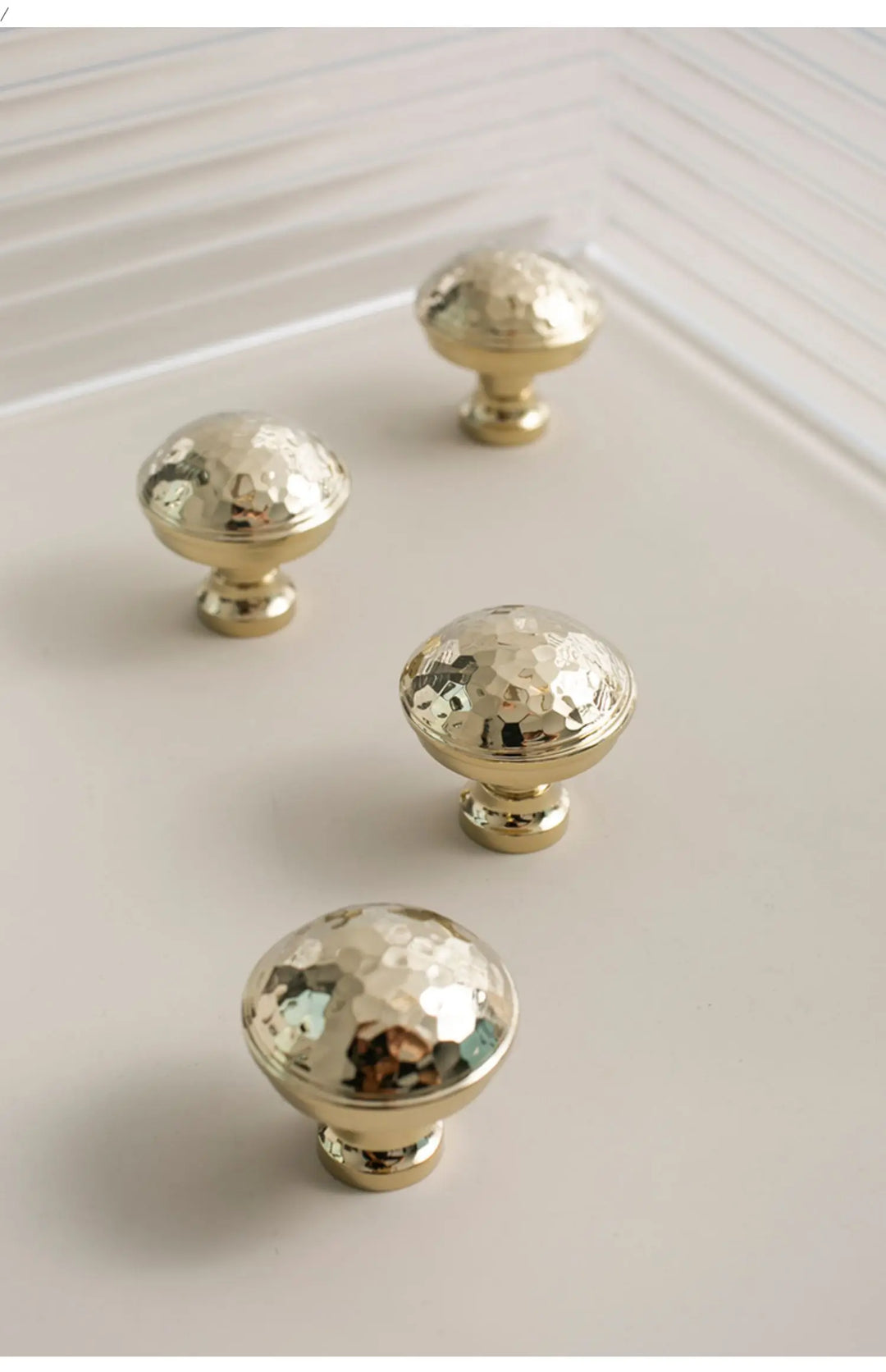 Premium Hammered Brass Knobs – Golden Textured Pulls for Cabinets