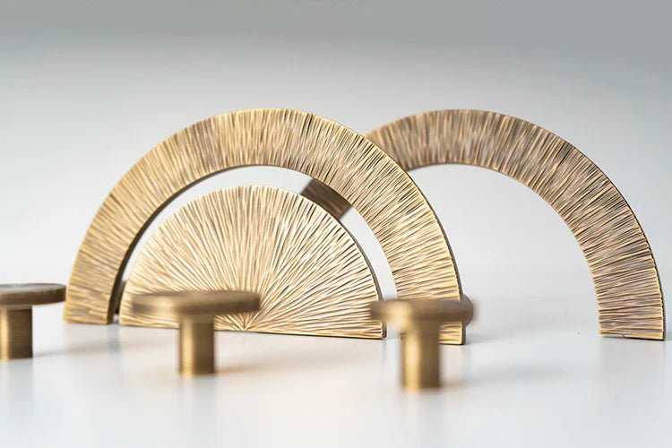 Half Moon Brass Knobs - Handmade Hammered Pulls