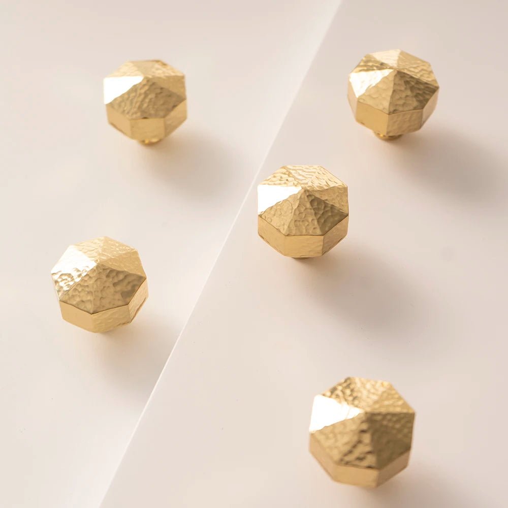 Premium Handmade Hammered Brass Knobs – Solid Brass for Cabinets