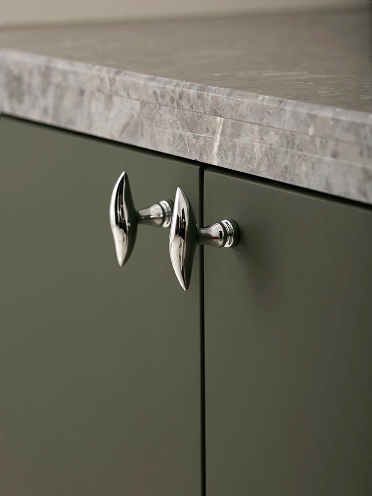 Contemporary Horn-Shaped Brass Knobs – 5" Pulls for Cabinet Design