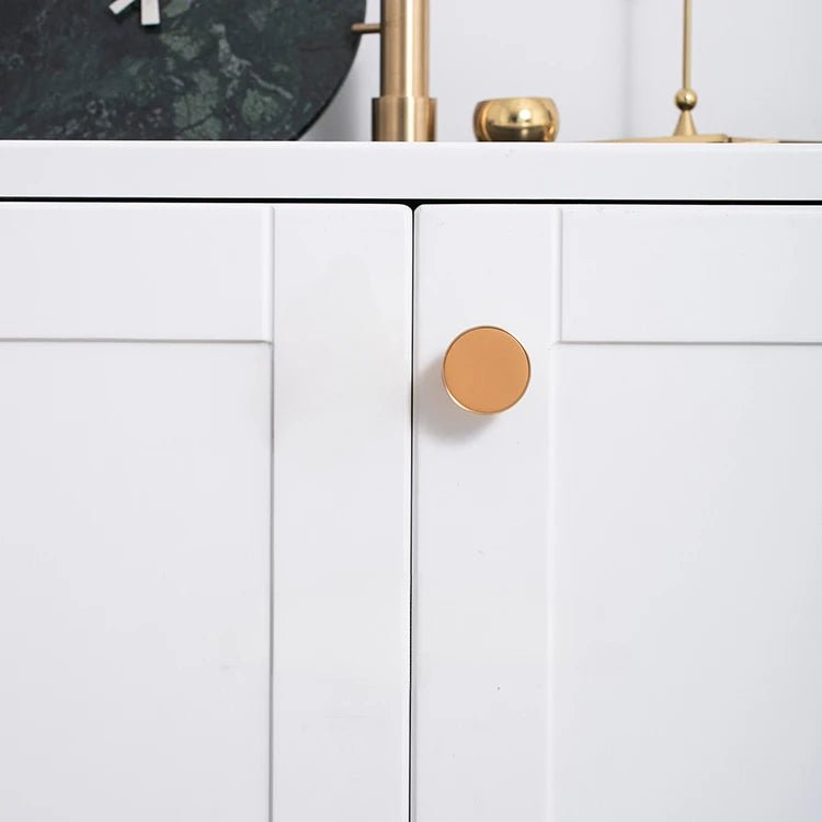 High-Quality Leather & Brass Knob – Nordic Style Pull Handle for Furniture