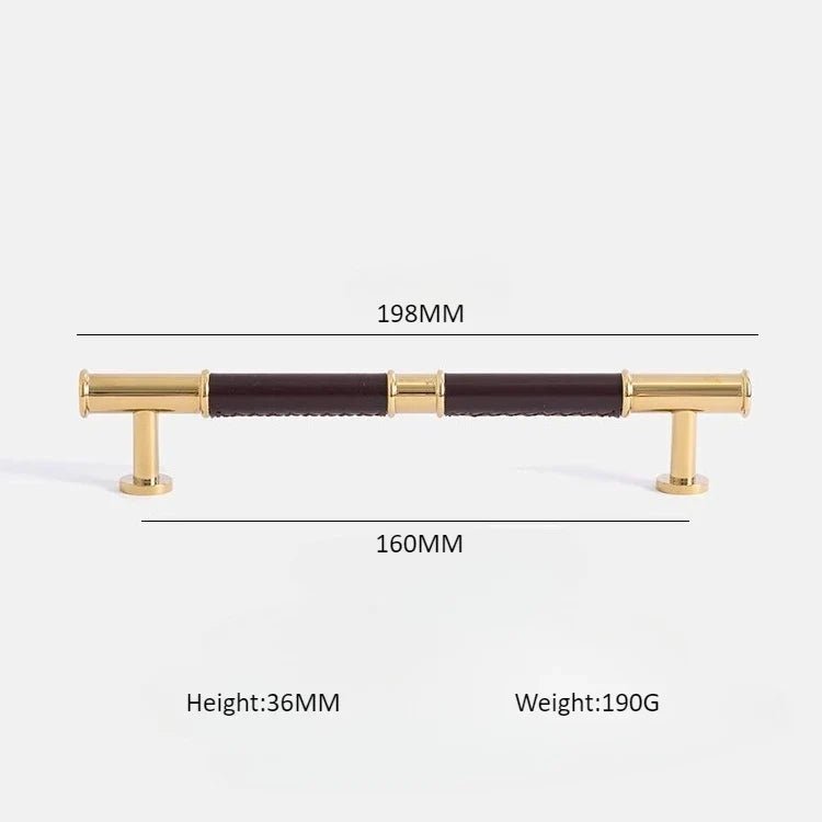 High-Quality Leather & Brass Cabinet Pull – Modern Handle for Stylish Furniture