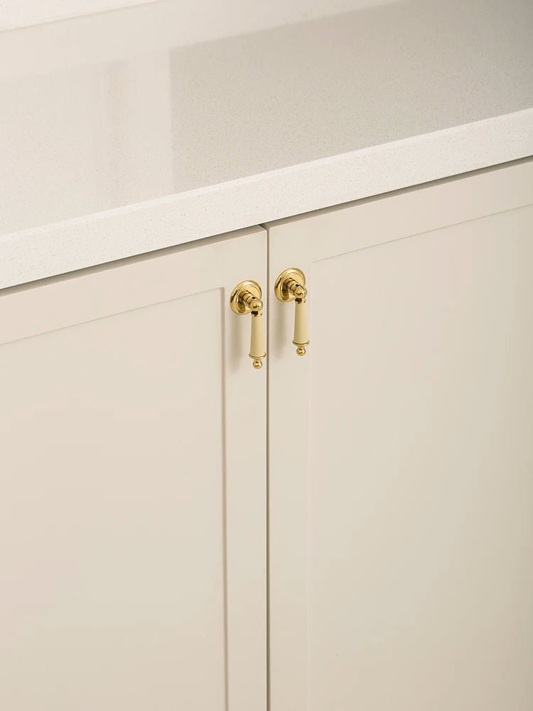 Premium Leather & Brass Cabinet Pull – Modern Drawer Handle for Furniture