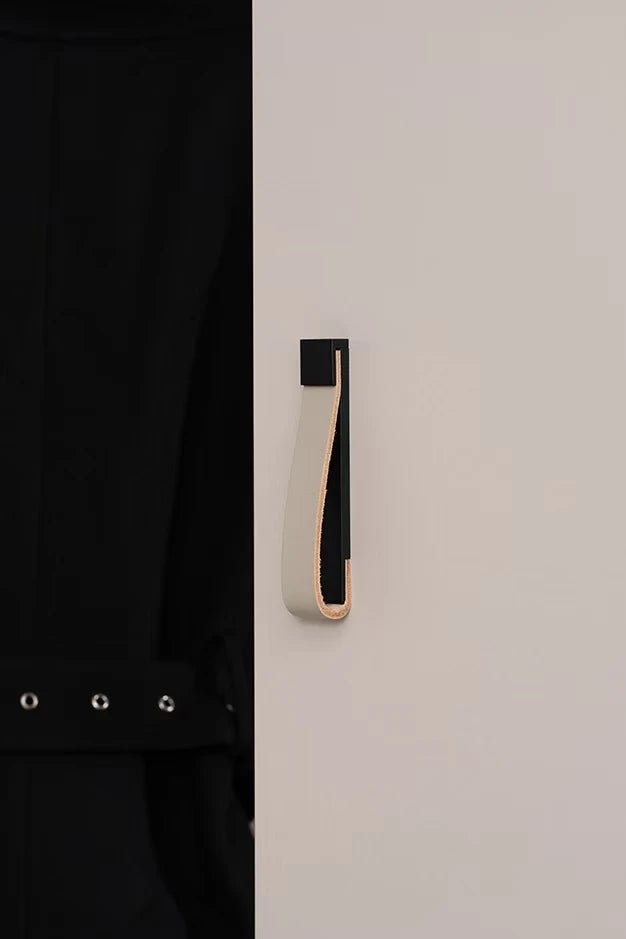 Elegant Leather & Brass Drawer Handle for Vintage Cabinets