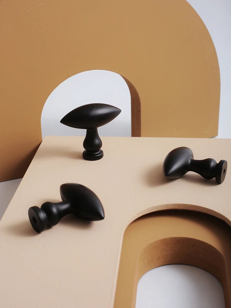 High-Quality Matte Black Brass Knobs – Gold Accent Pull Handles