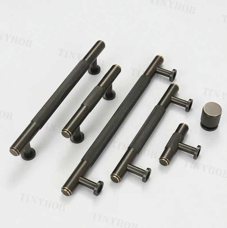 Modern Brass Pulls in Bronze & Gray for Stylish Cabinets