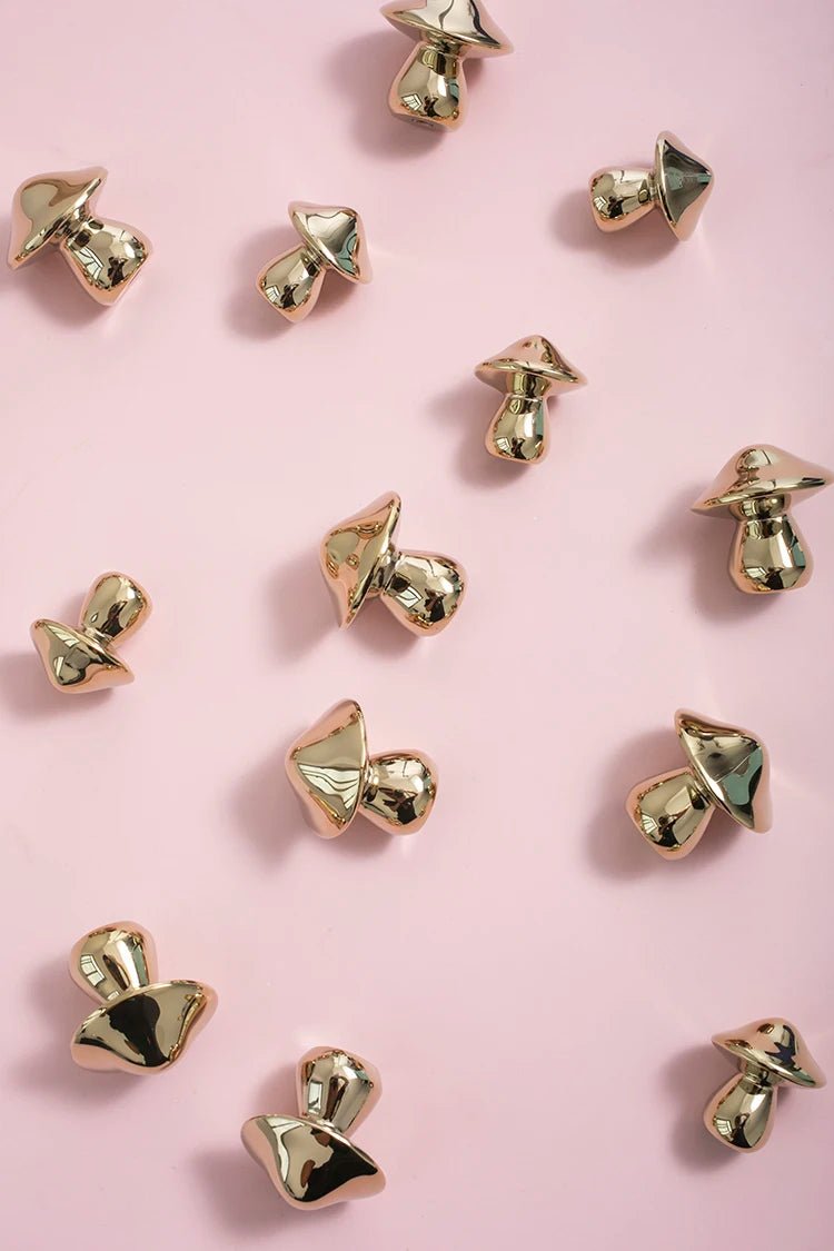 Mushroom Shape Brass Pulls – PVD Gold Finish for Elegant Cabinets