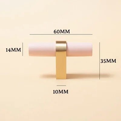 Premium Pink Wood & Brass Pull Handles – 5" for Cabinet Drawers