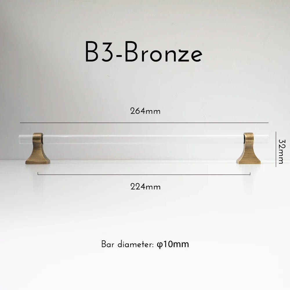 Retro 5" Brass & Acrylic T-Bar Pulls – Cabinet Handles for Modern Design