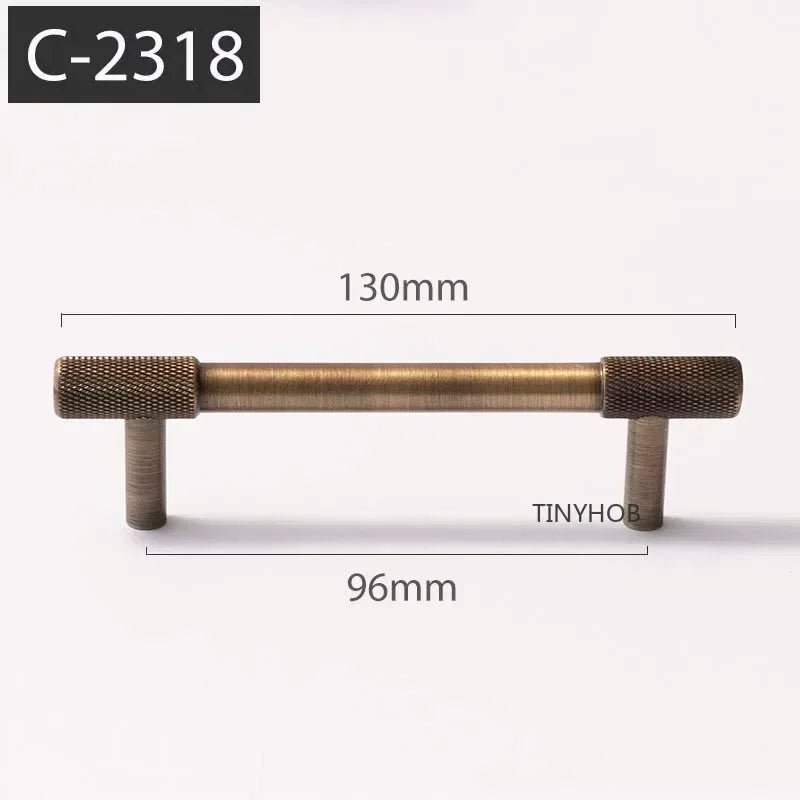 Elegant Knurled Satin Brass Pulls – T-bar Handles for Cabinets
