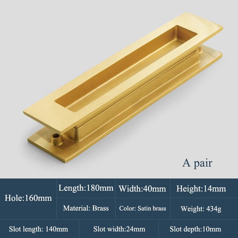 Sleek Solid Brass Hidden Pulls for Sliding Door Handles