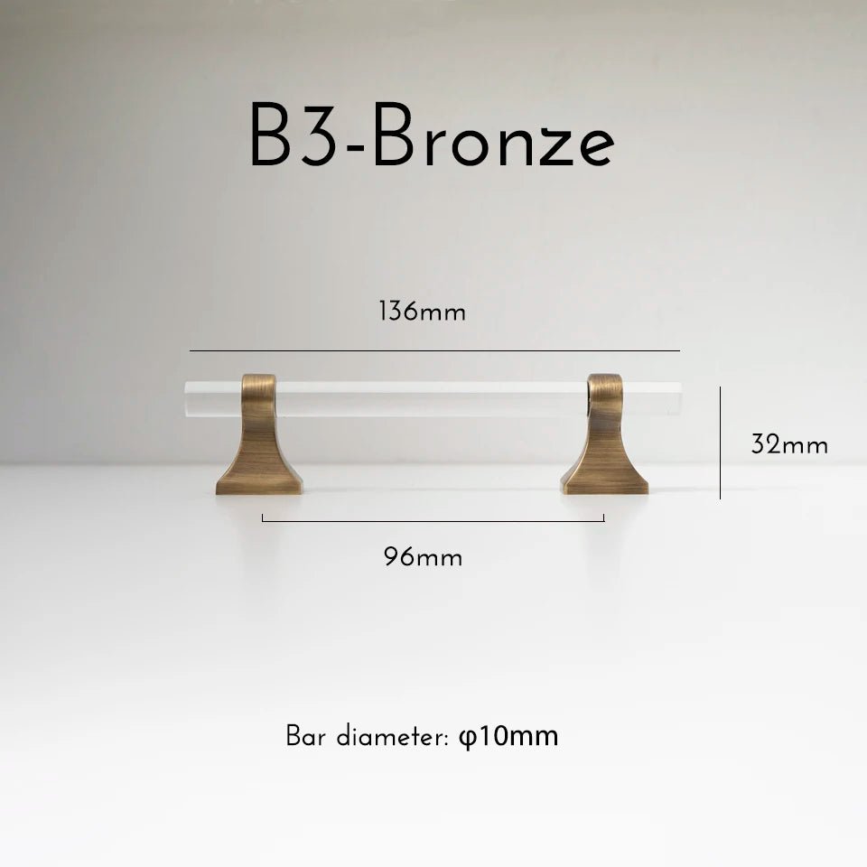 Premium Retro Brass & Acrylic T-Bar Pulls – 5" Drawer Pulls