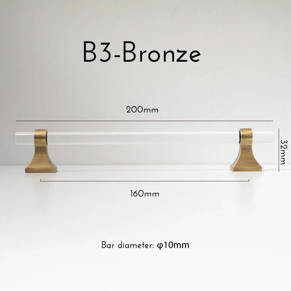 Modern Retro Brass & Acrylic T-Bar Pulls – 5" Handles for Cabinets