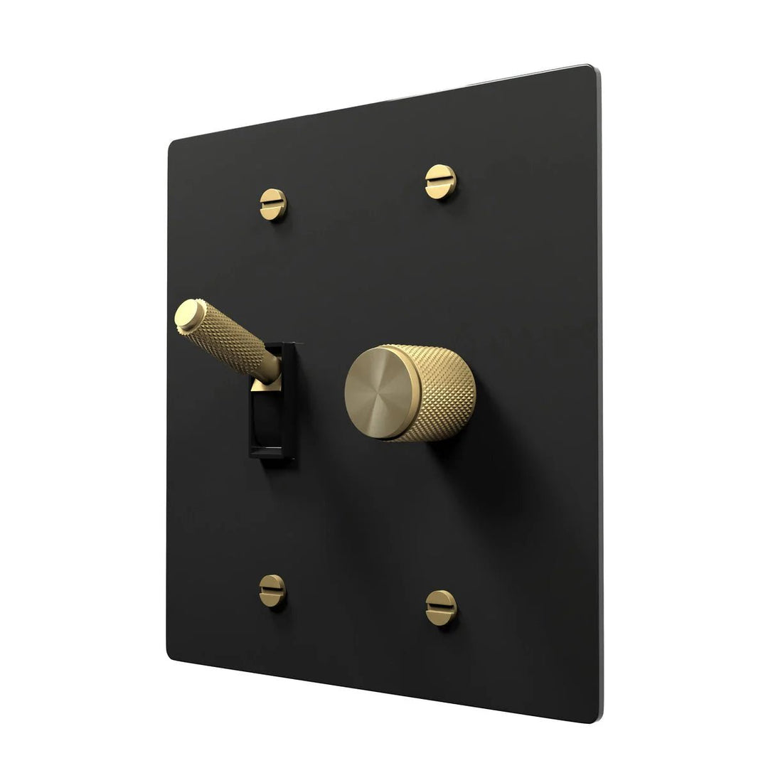 Brass Light Switch Plate - Toggle + Dimmer Combo