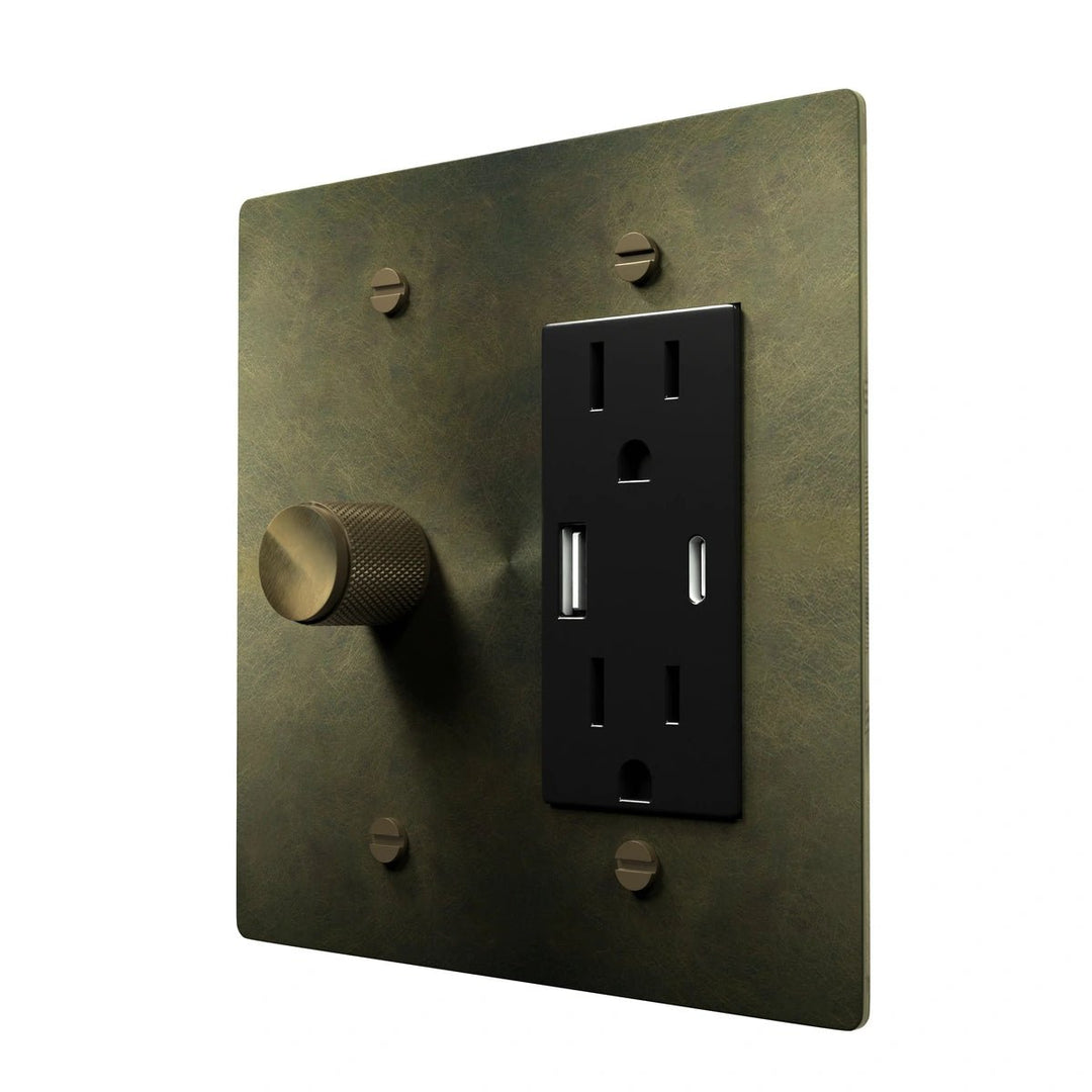 Decorative Brass Plate - Dimmer Outlet Combo
