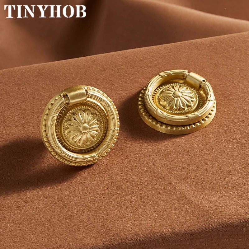 Sleek Retro Golden Ring Pull for Stylish Cabinet and Kitchen Handles