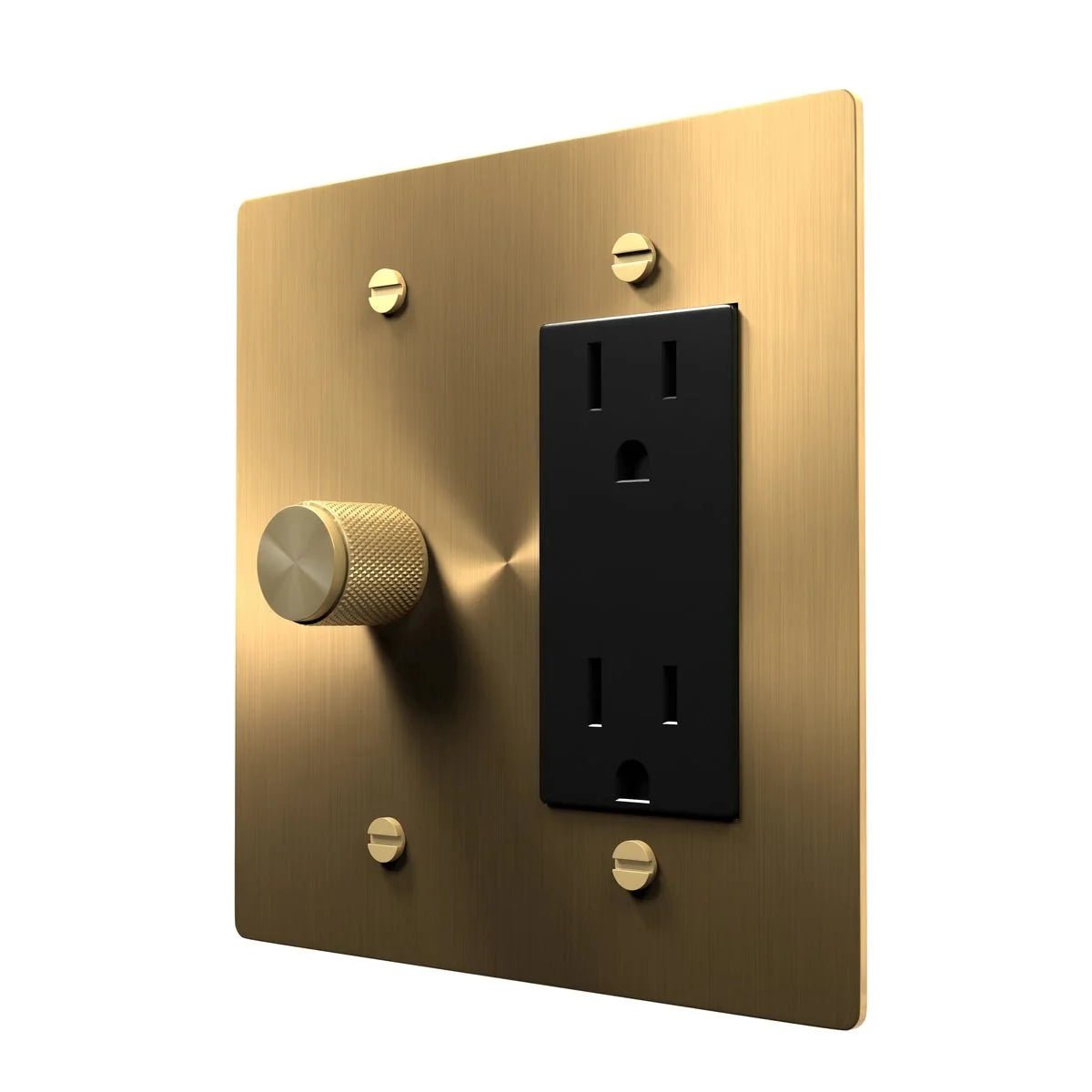 Wall Switch Plate - Brass Dimmer & Outlet Combo
