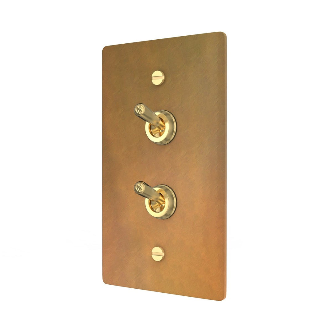 Vintage Brass Toggle Switch - Double Control