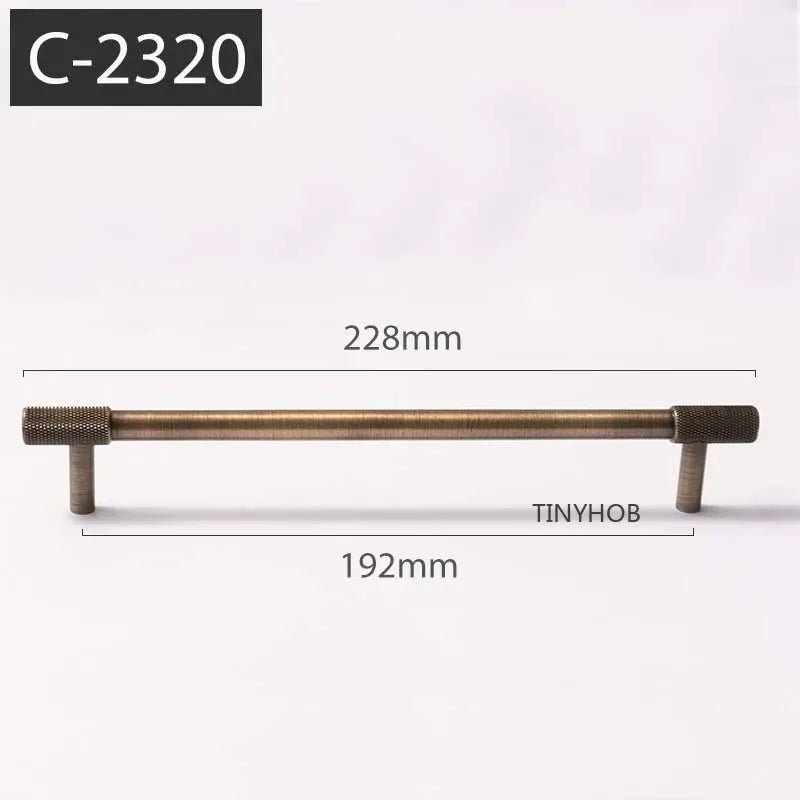 Luxury Satin Brass Knurled Handles – T-bar Pulls for Stylish Cabinets