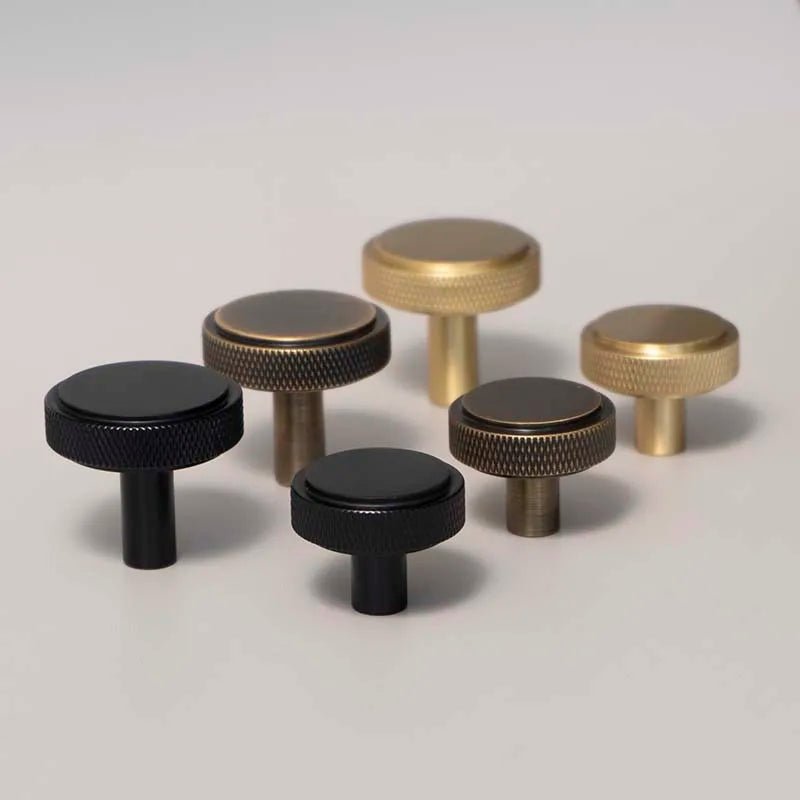 Elegant Satin Brass Knurled T-bar Cabinet Pulls for Modern Design