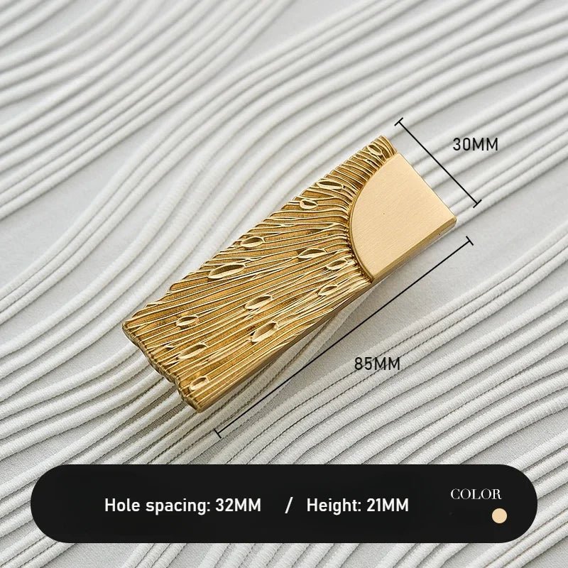 Satin Brass Drawer Pull - Art Deco Design