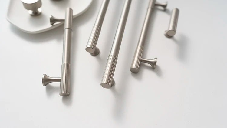 Premium Knurled Brass Pulls – Satin Nickel Cabinet Handles