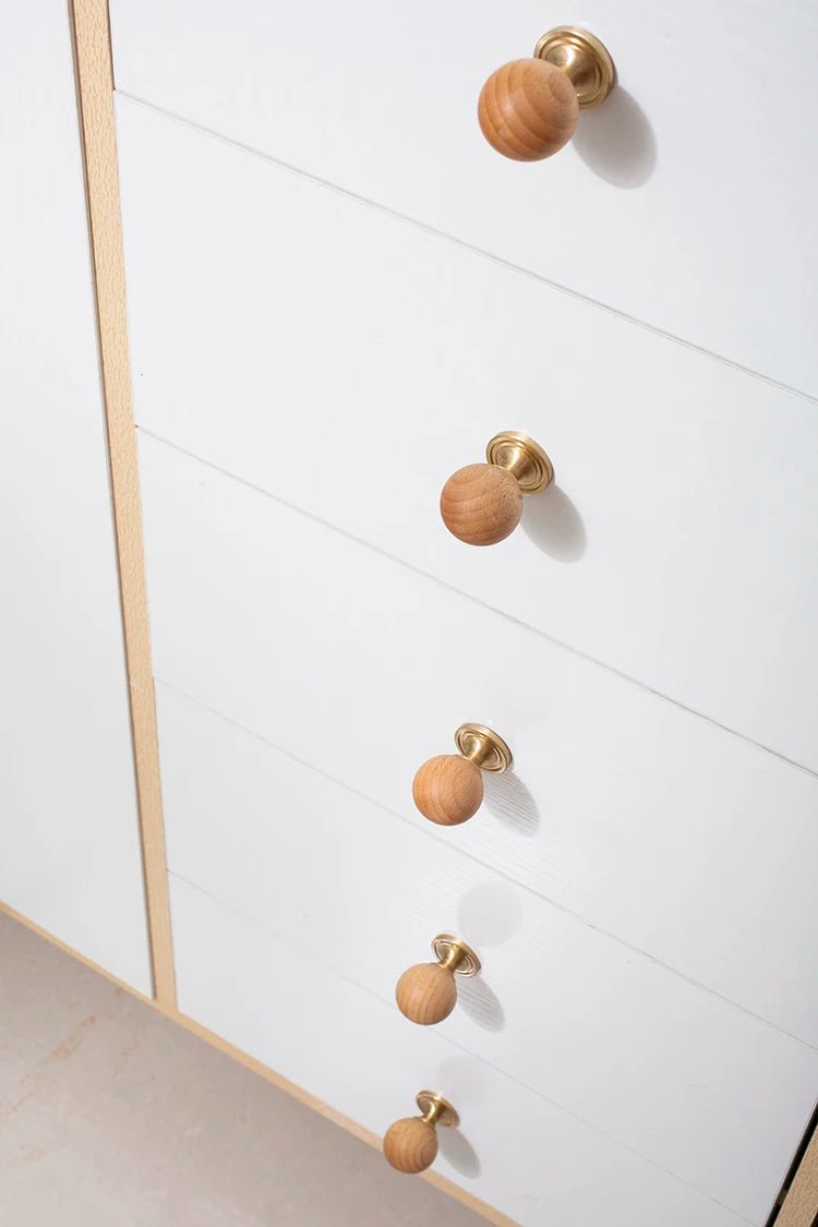 Modern Nordic Knob – Wood and Brass Pull Handle