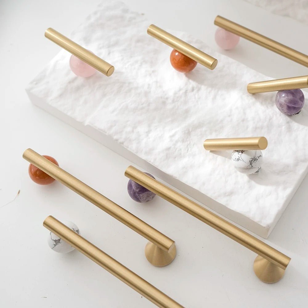Brass Kitchen Drawer Handle - Crystal Design Knob