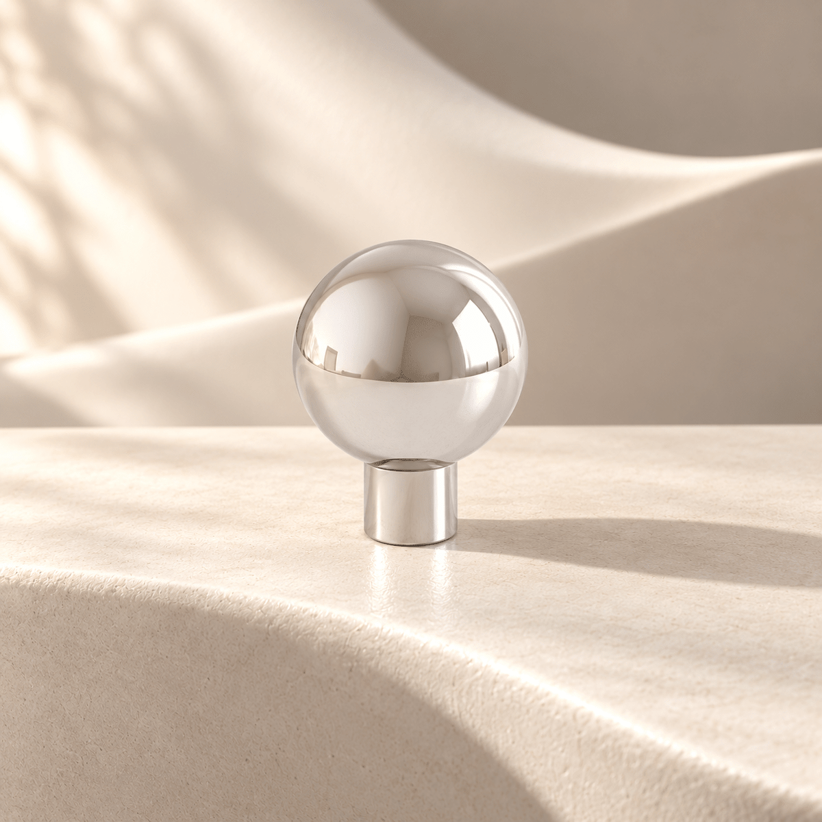 silver ball knob, ivory stone studio