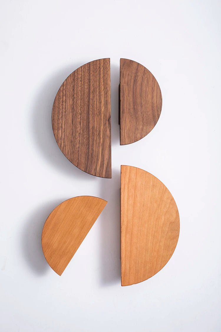 Stylish Semicircle Wooden Drawer Pulls – Natural Walnut & Ash Knobs