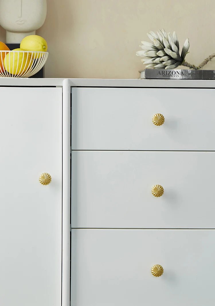 Nordic Pastoral Round Drawer Pulls in Solid Brass