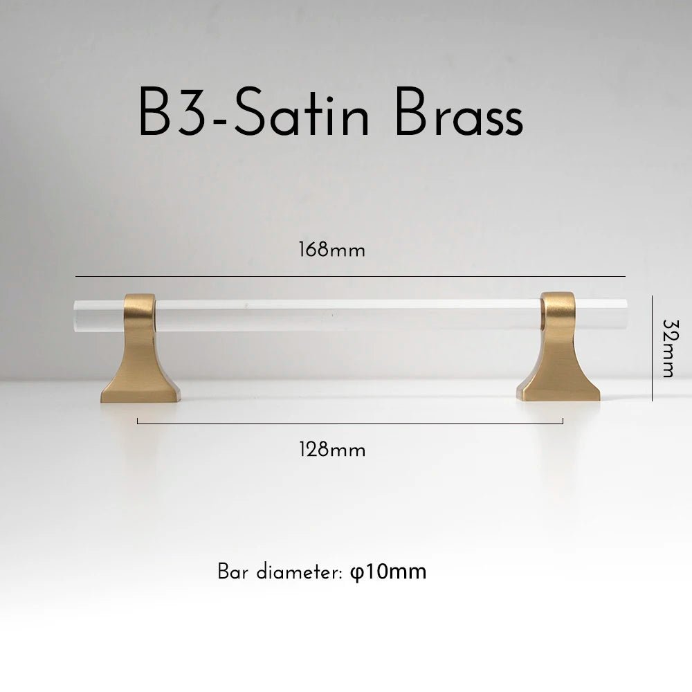 Brass and Acrylic Handle - Clear Cabinet Pull