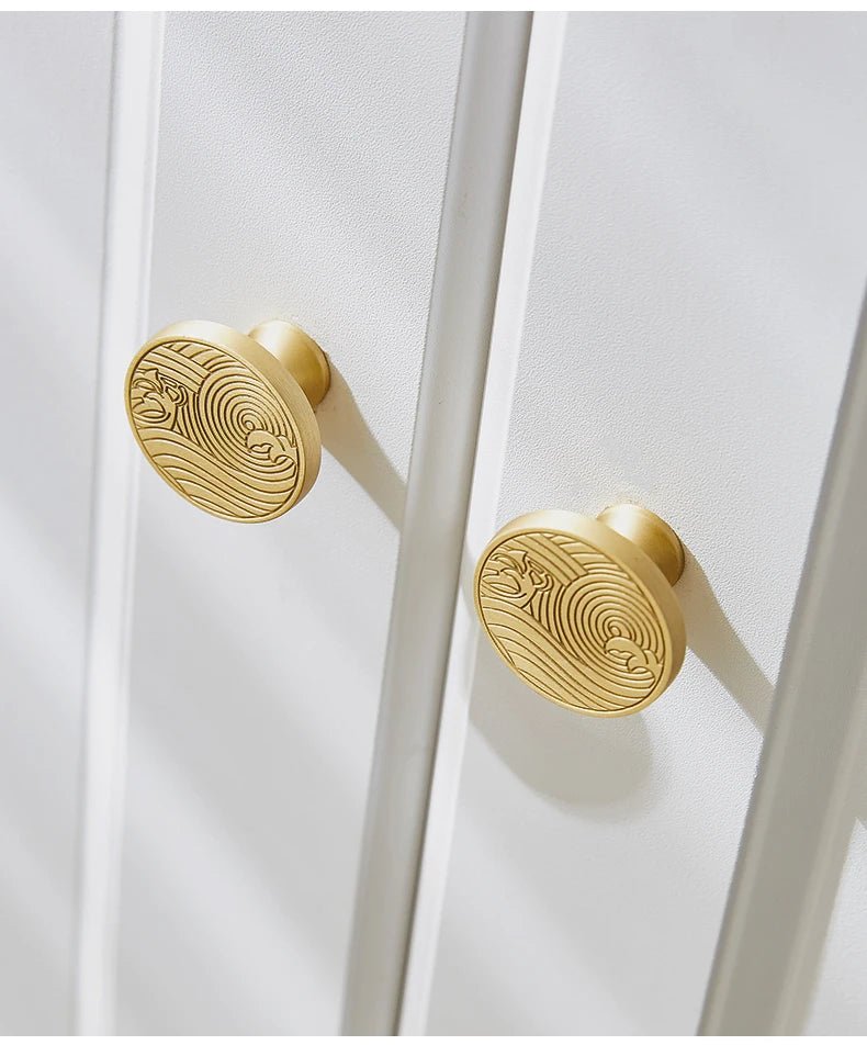 Antique Brass Knobs - Vintage Drawer Pulls