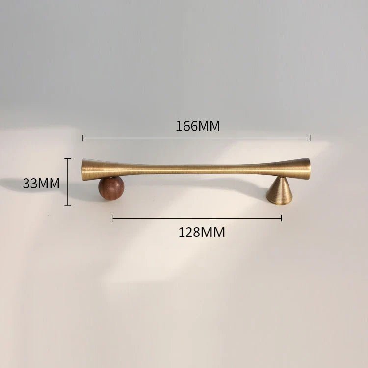Elegant 5" Art Deco Brass & Wood Pull Handles for Cabinets
