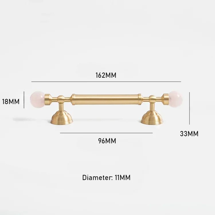 Luxury 5" Brass & Pink Crystal Cabinet Pulls – Stylish Handles