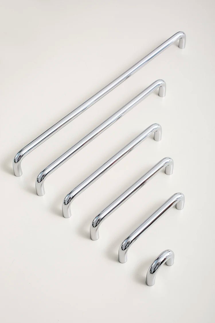 Stylish Sleek Brass Handles – Chrome Finish for Modern Cabinets