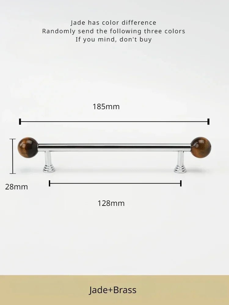 Stylish Brown Crystal Brass Double Bead Handles – Drawer Pulls