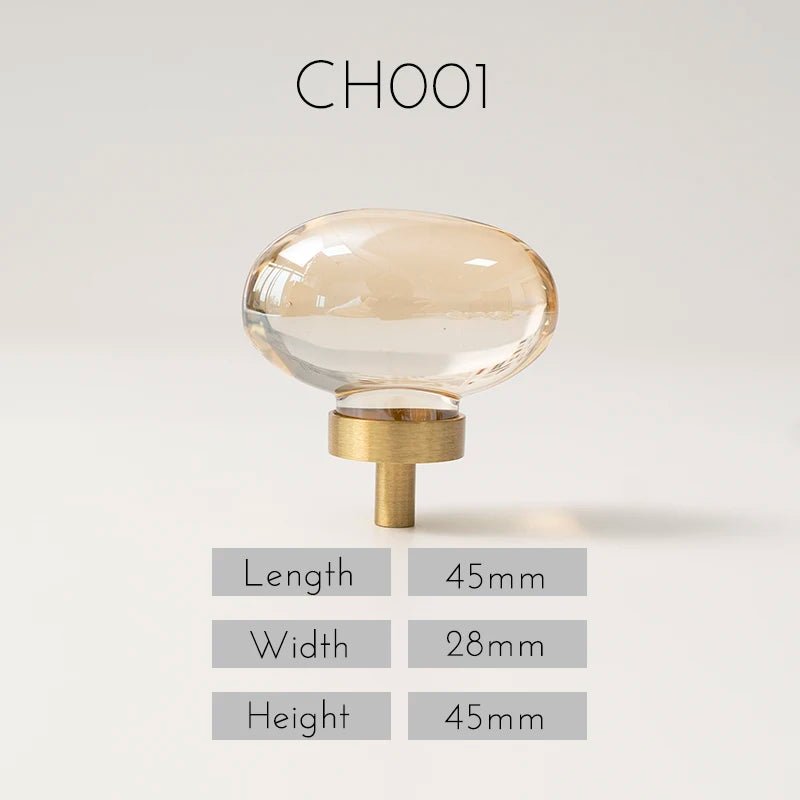 Durable Crystal Faceted Cabinet Knobs – Brass Base Pull Handles