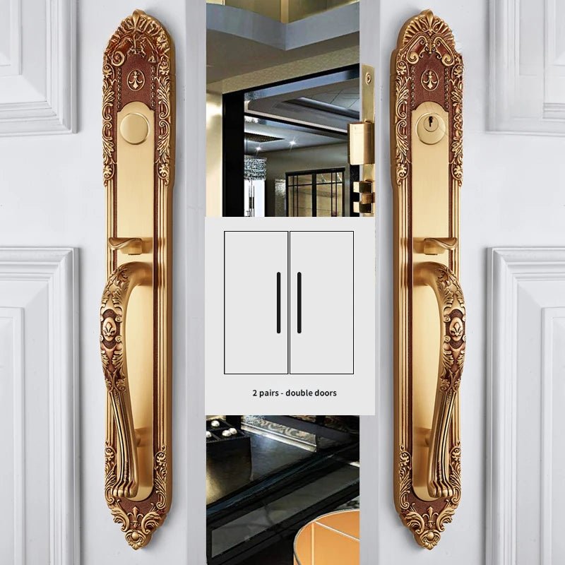 Stylish European Brass Door Lock – Villa Entry Handle Set Design