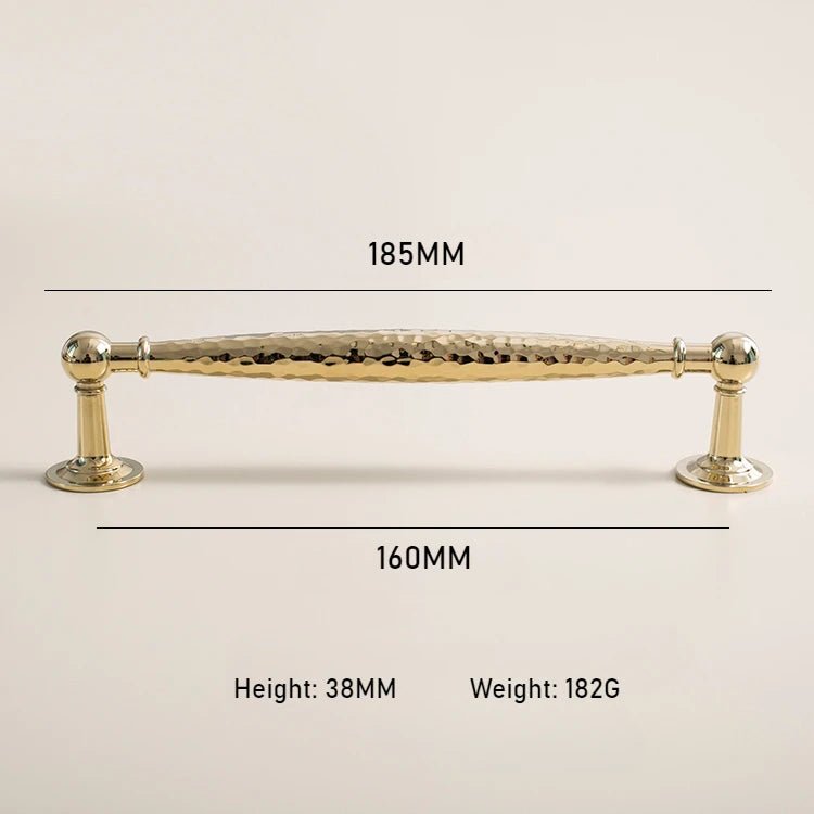 Premium Hammer Pattern Brass T-Bar Pull for Cabinet Handles