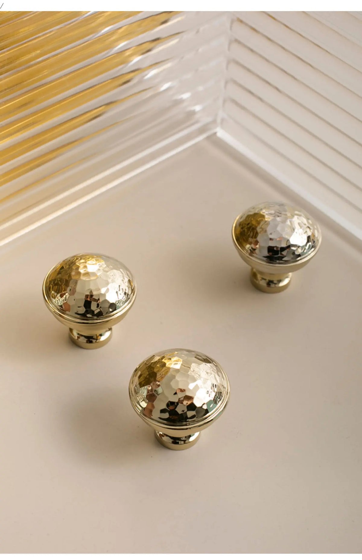 Elegant Hammered Brass Cabinet Knobs – Golden Textured Pull Handles