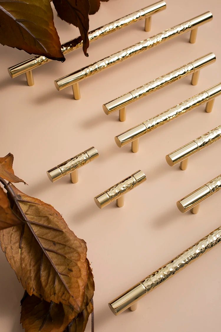 Durable Hammered Brass T-Bar Pulls for Cabinets