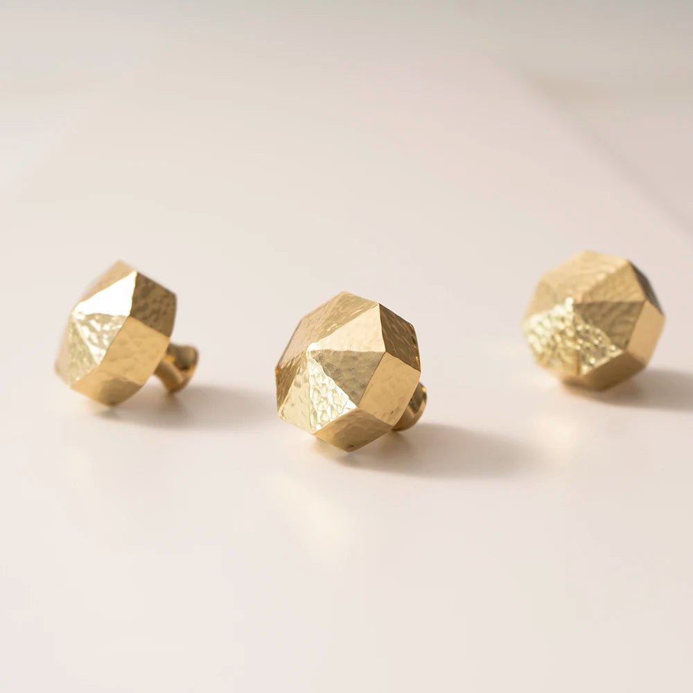 Elegant Handmade Hammered Brass Knobs – Solid Brass Pull Handles