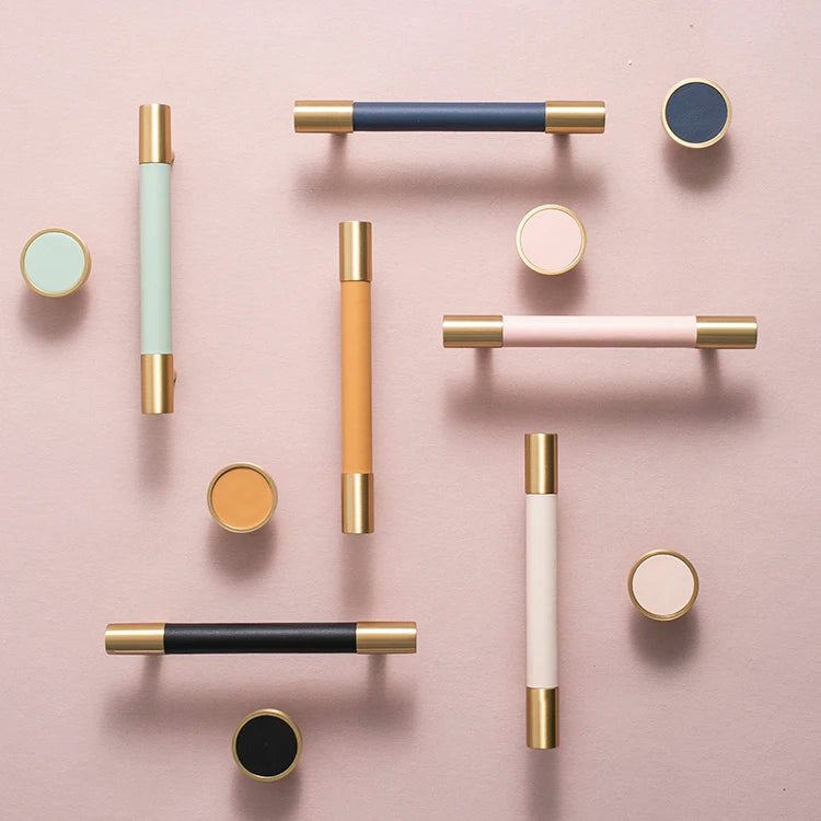 Luxury Leather & Brass Cabinet Pulls – Handmade Design