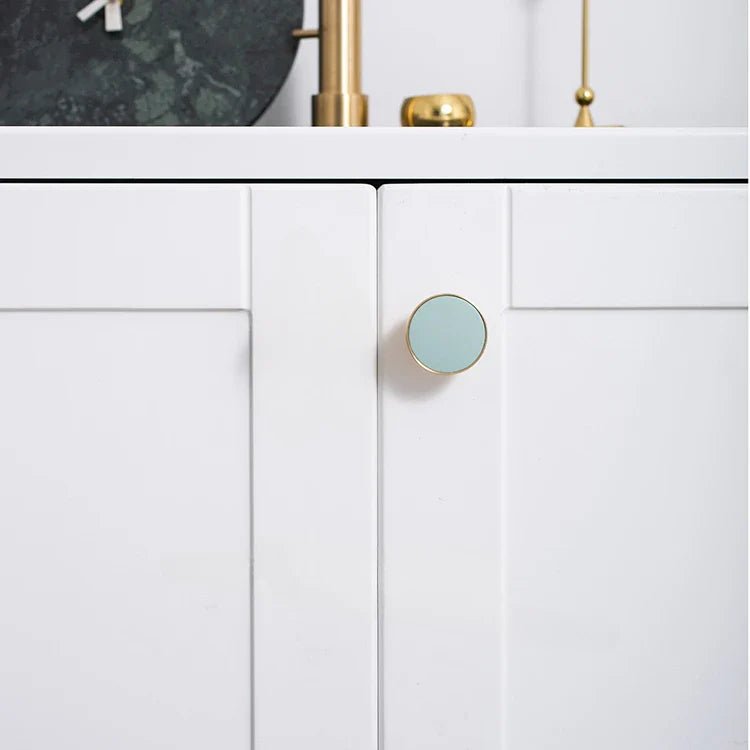 Leather & Brass Knob – Nordic Style Pull Handles for Modern Drawers
