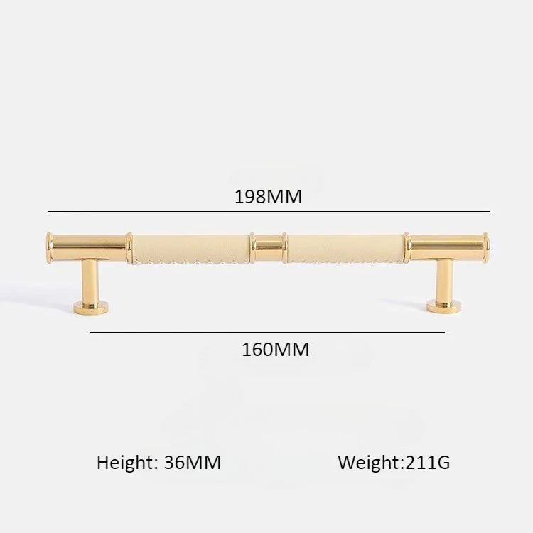 Sleek Leather & Brass Pull – Modern Handle for Stylish Furniture Design