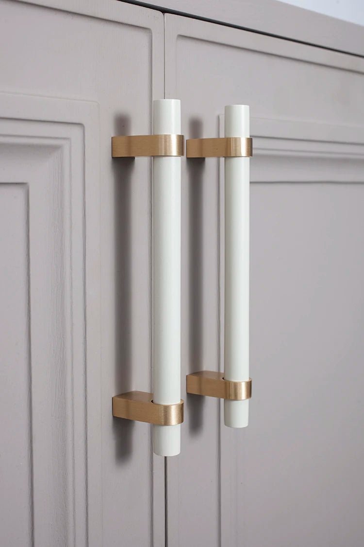 Elegant Pink Wood & Brass Handles – 5" Pulls for Cabinets