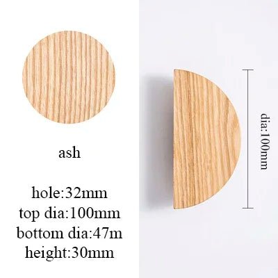 Natural Walnut & Ash Semicircle Knobs for Contemporary Cabinet Design