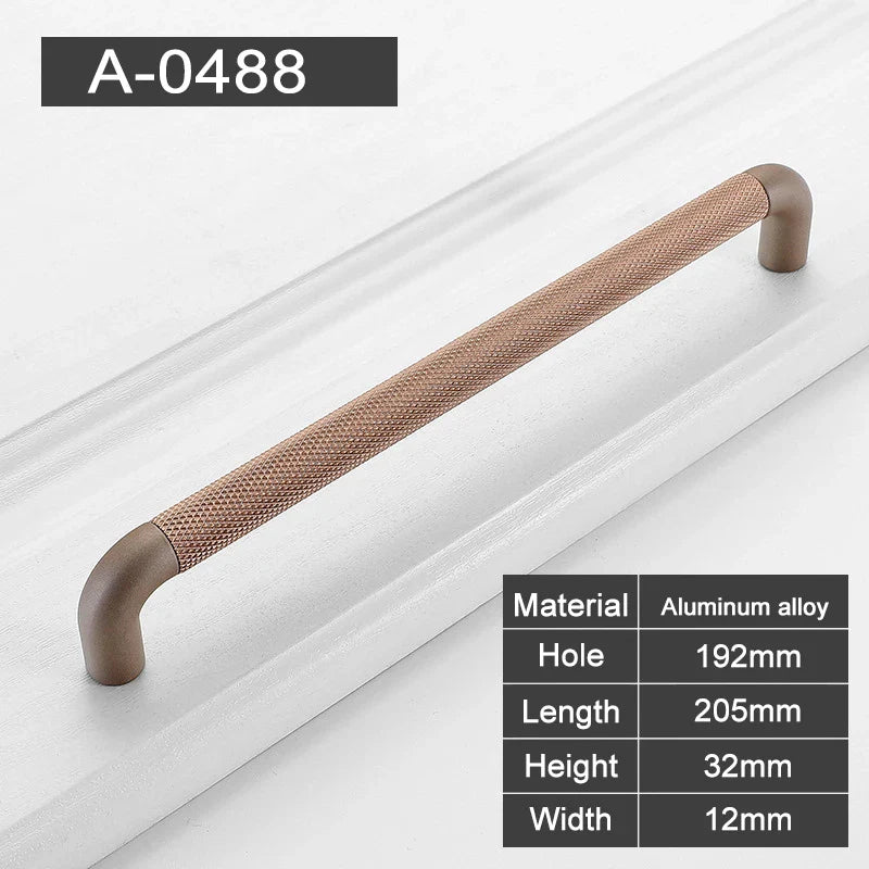 Textured Aluminum Cabinet Pulls – Gray & Brown for Interiors